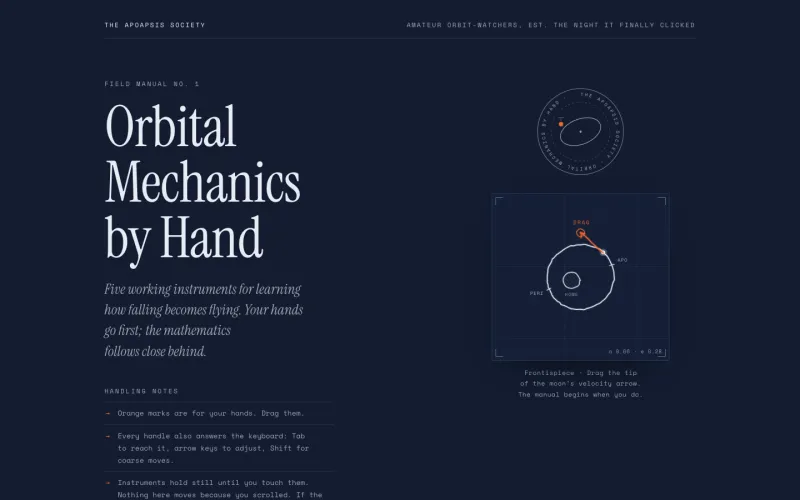 Screenshot of Apoapsis: chalk orbital diagrams on chart navy